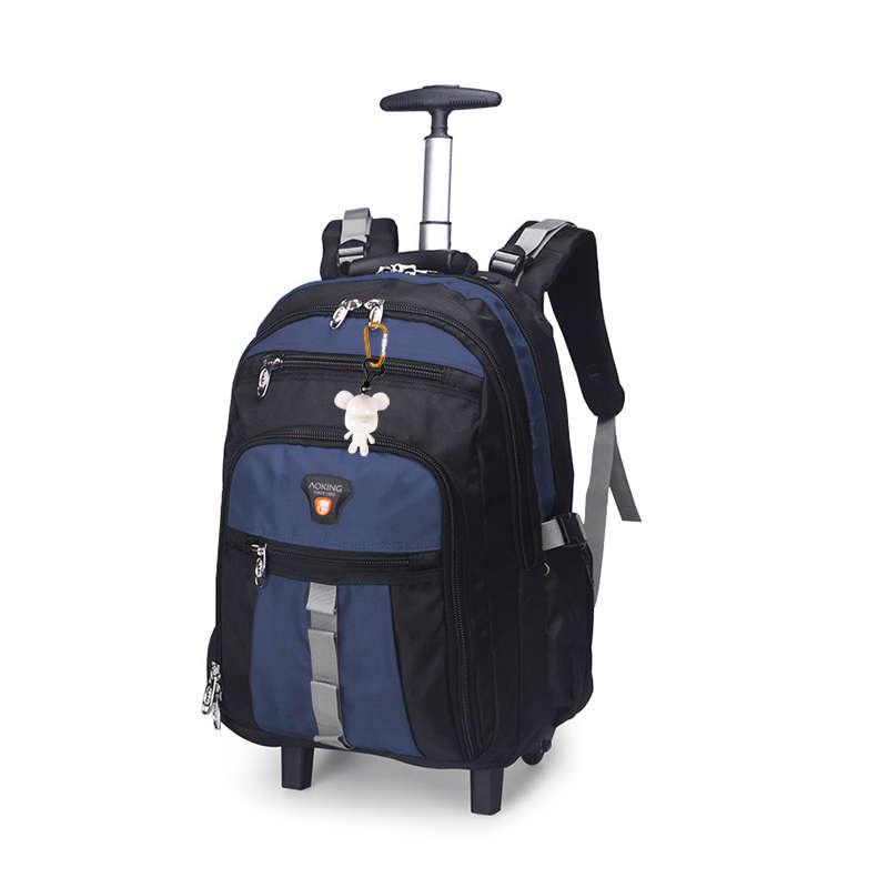Webuy 22inch Large Trolley Rolling Wheeled Backpack School Bag - Dark Blue