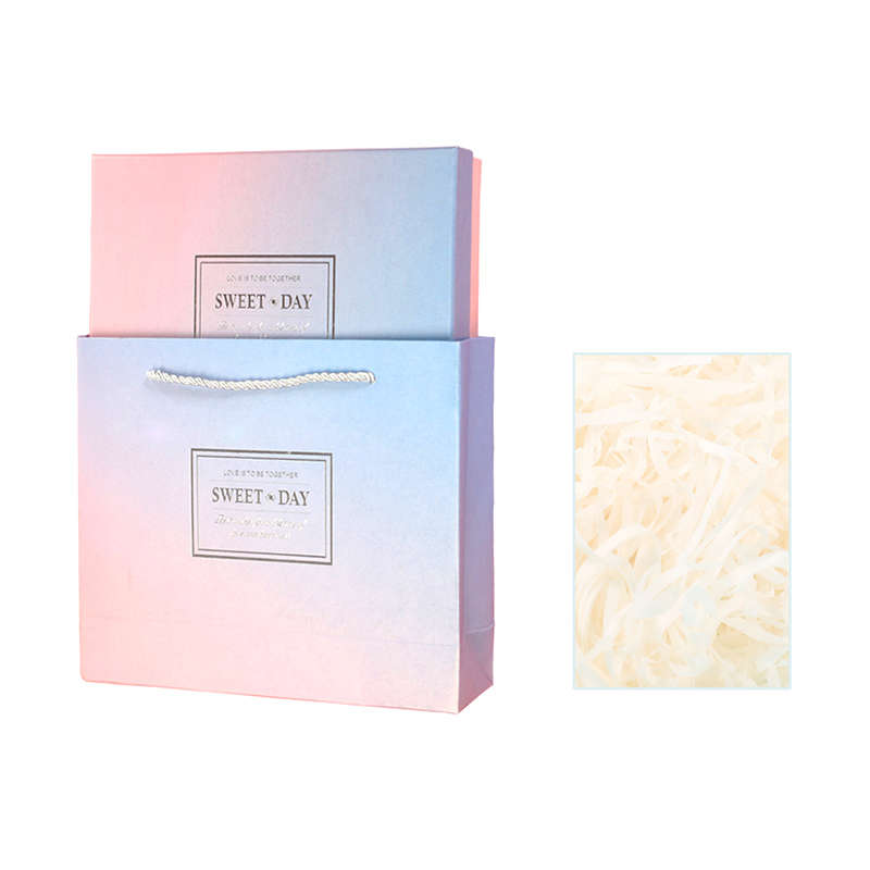Gradient Color Box With Lid And Shredded Paper Filler - Small