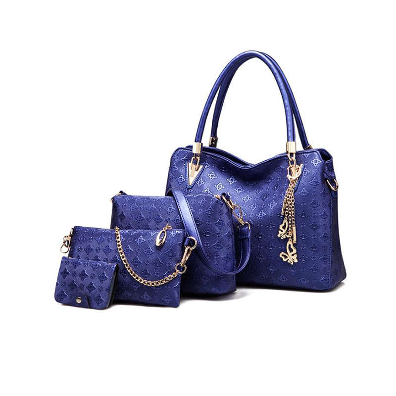 4 Pieces Purses And Handbags For Women Shoulder Tote Bag Set - Blue