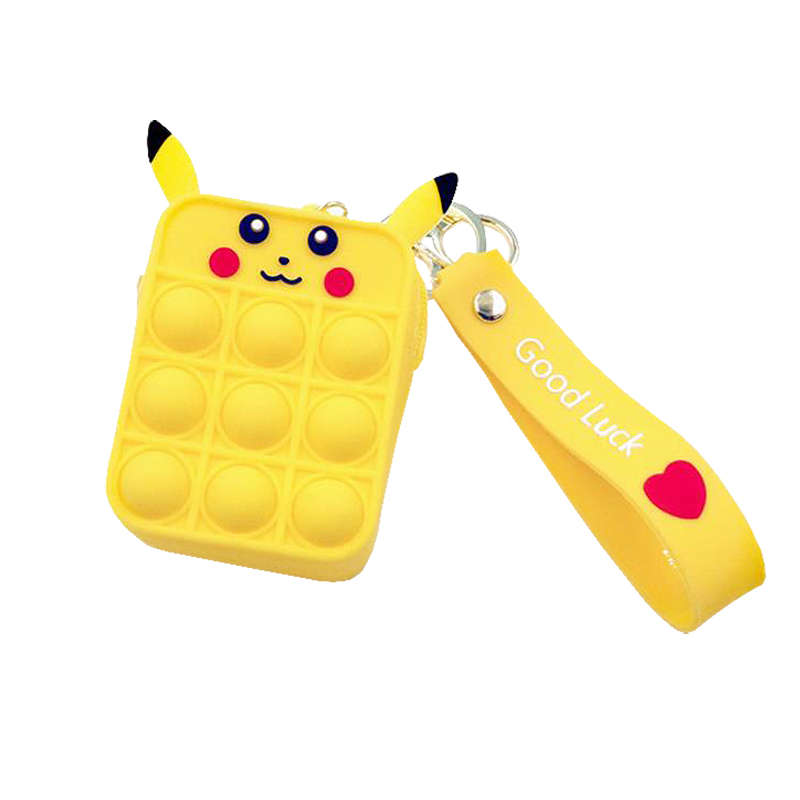 Mini Coin Purse Push Bubbles Fidget Toys For Adults Boys Girls - Pikachu
