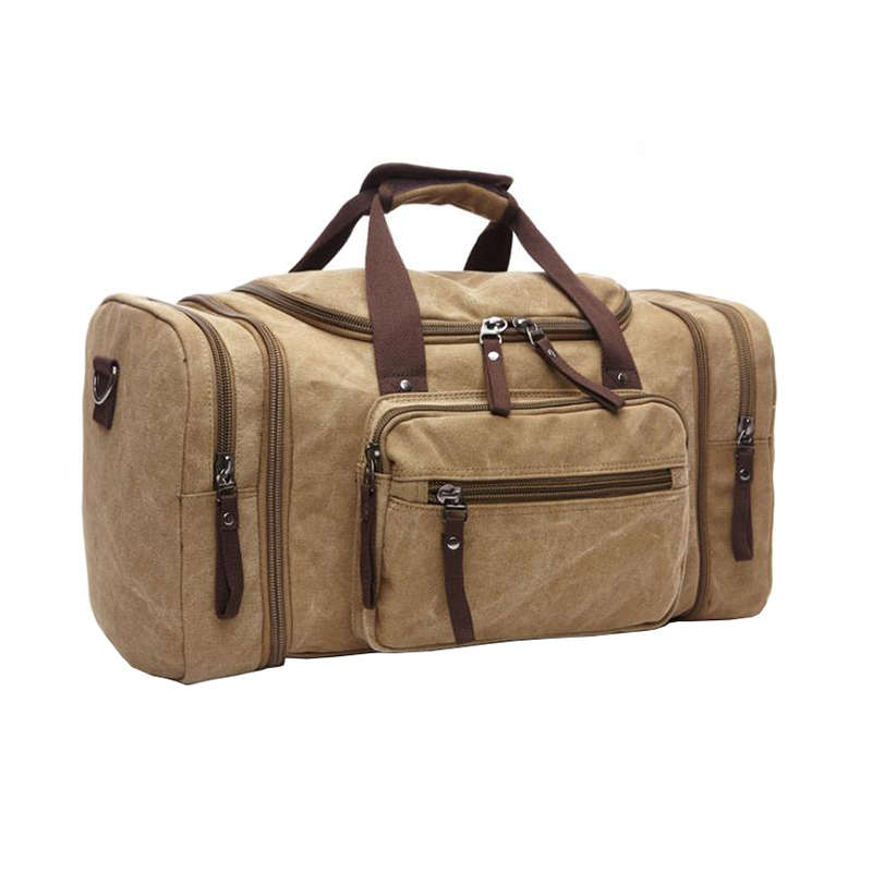 Canvas Duffel Bag Carry-on Overnight Bag - Khaki