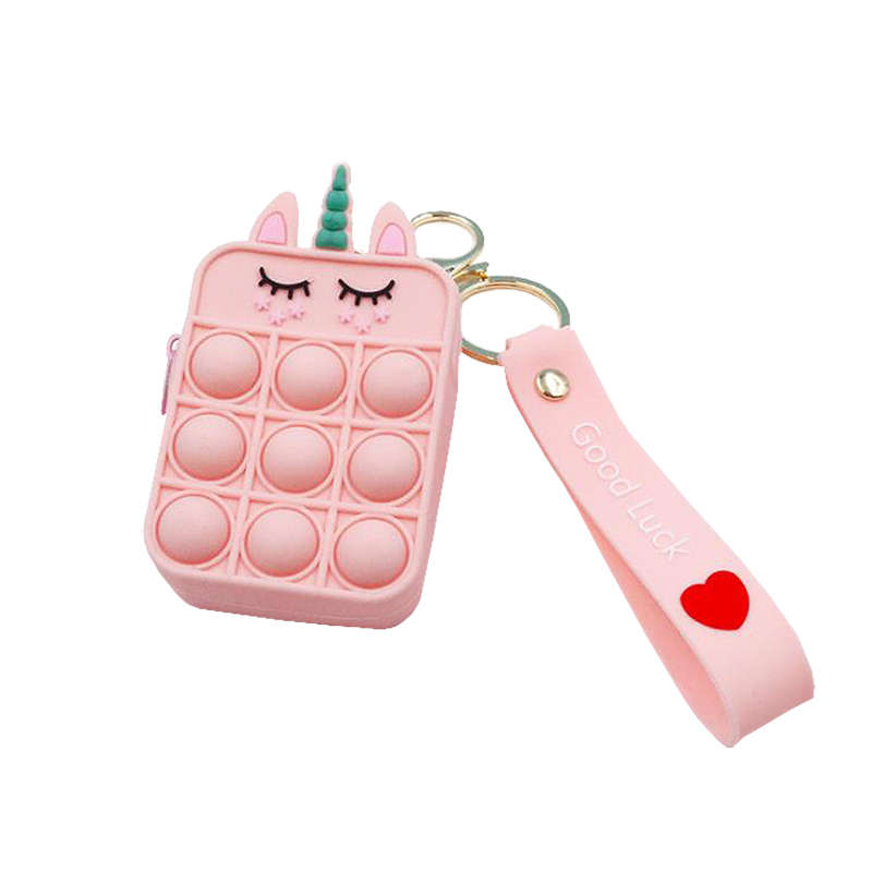 Mini Coin Purse Push Bubbles Fidget Toys For Adults Boys Girls - Pink Unicorn