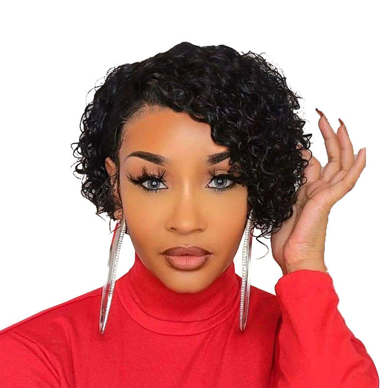 Brazilian Remy Side Part Deep Curly Wig For Women
