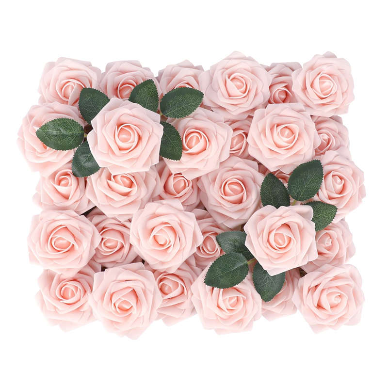 25 Piece Artificial Roses With Stems for DIY - Pink