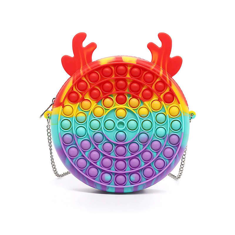 Push Bubble Pop Fidget Sensory Toy Silicone Crossbody Shoulder Bag - Red Deer