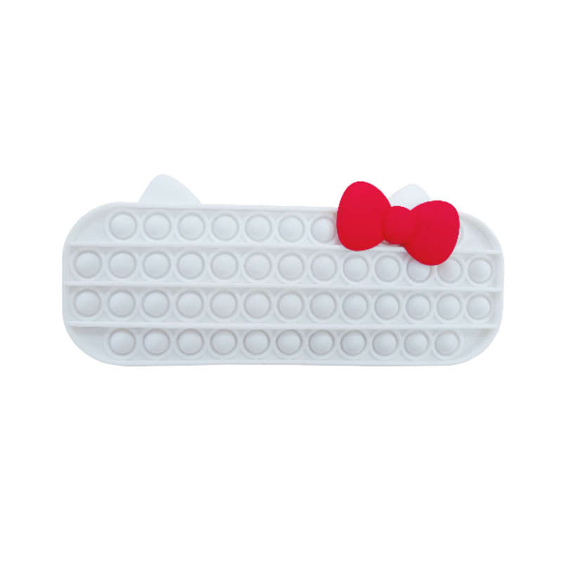 Pencil Case With Zipper Push Pop Bubble Fidget Toy - White