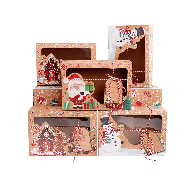 6 Pack Christmas Cookie Boxes Large Holiday Bakery Gift Boxes