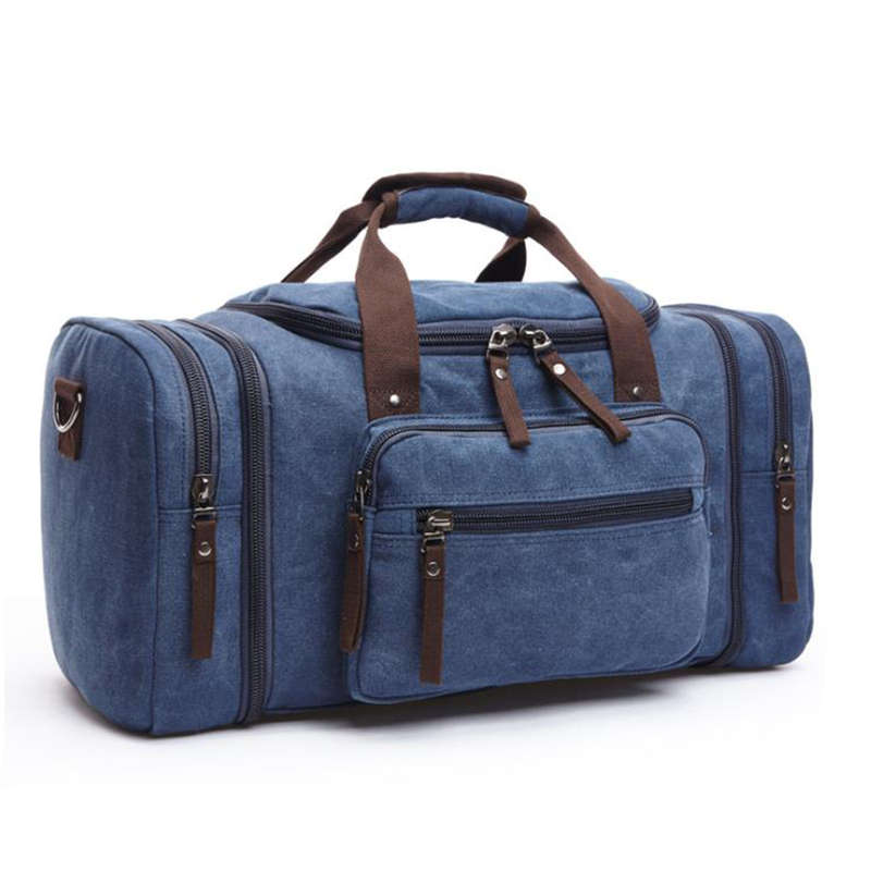 Canvas Duffel Bag Carry-on Overnight Bag - Blue
