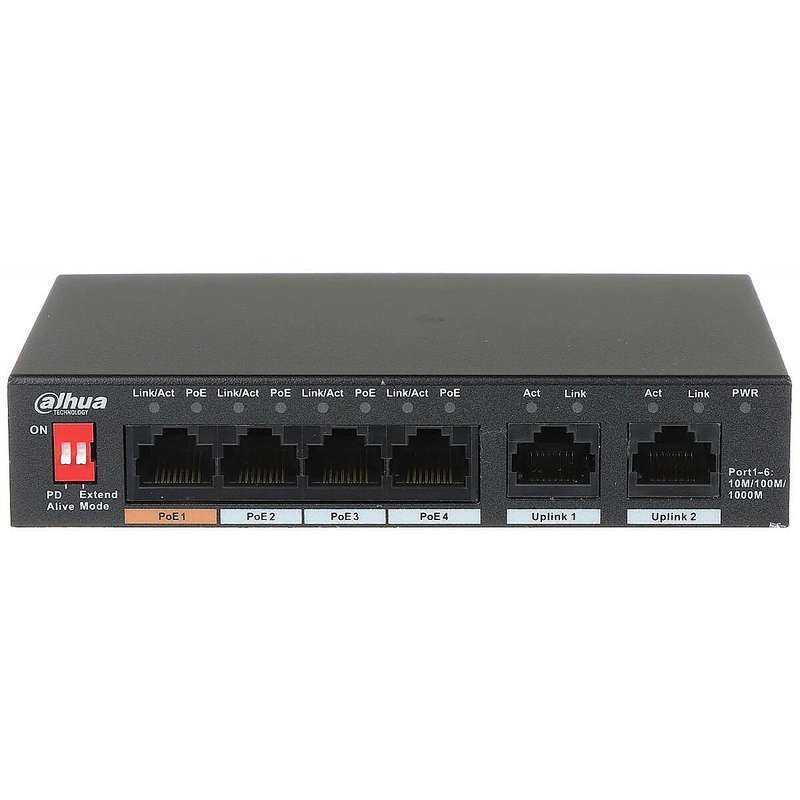 Dahua 6-Port Unmanaged Desktop Switch with 4-Port PoE - PFS3006-4GT-60