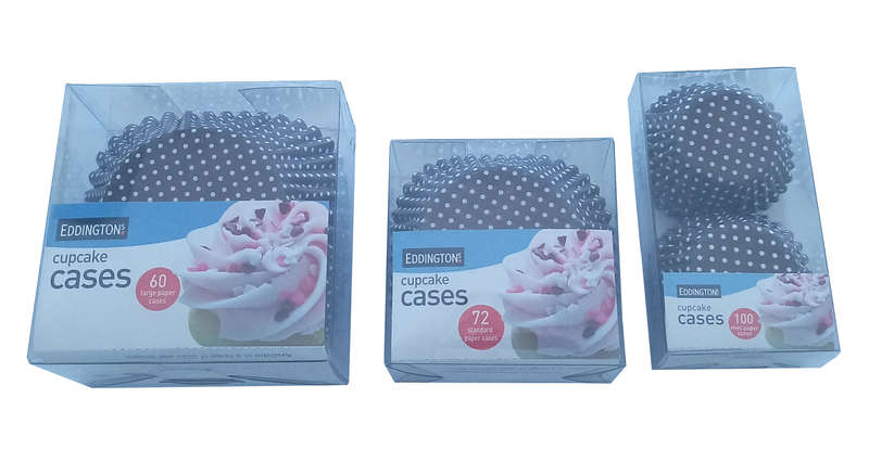Eddingtons 232x Cupcake Case - 3 sizes 100xS-72xM-60xL - Brown White Dots