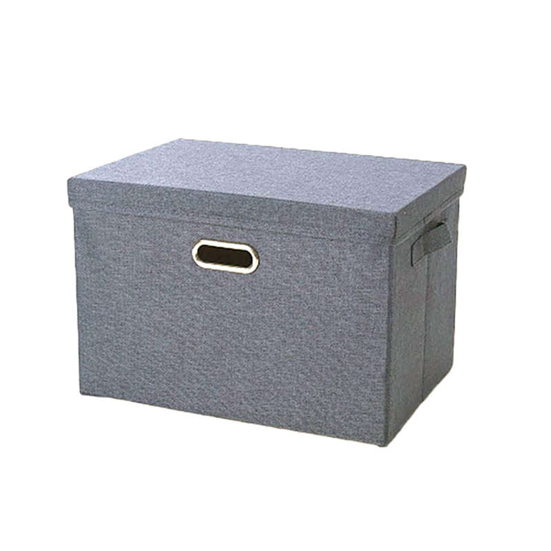 DHAO-Foldable Linen Fabric Clothing Storage Box Collapsible Organizer Grey - Grey S