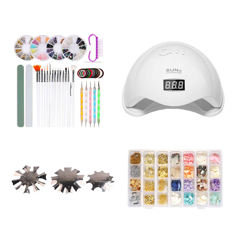 DHAO 42pcs Nail Art Set With UV Nail Lamp Nail Decorations - 48W-Box2