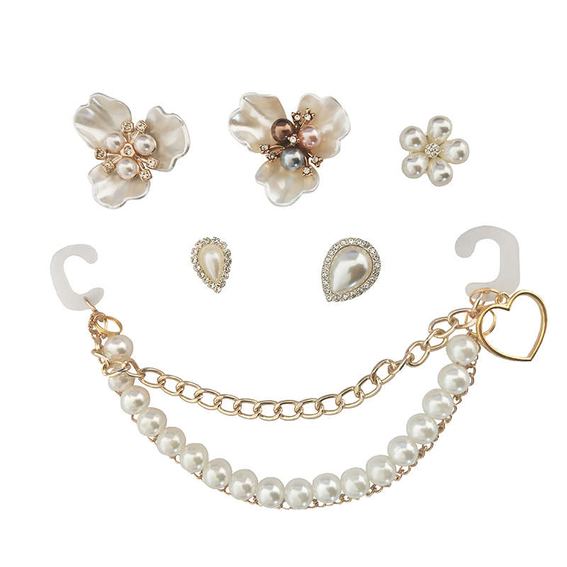 Shiny Bling Flower Pearl Rhinestone Shoe Decoration Charms