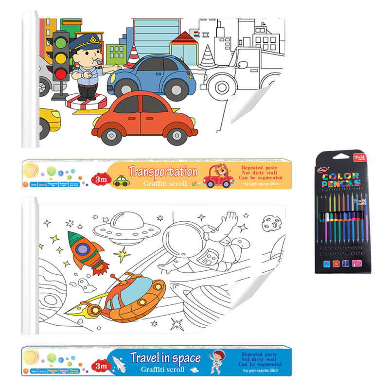 Jacaranda Children's Drawing Colouring Roll Color Filling Paper - Space