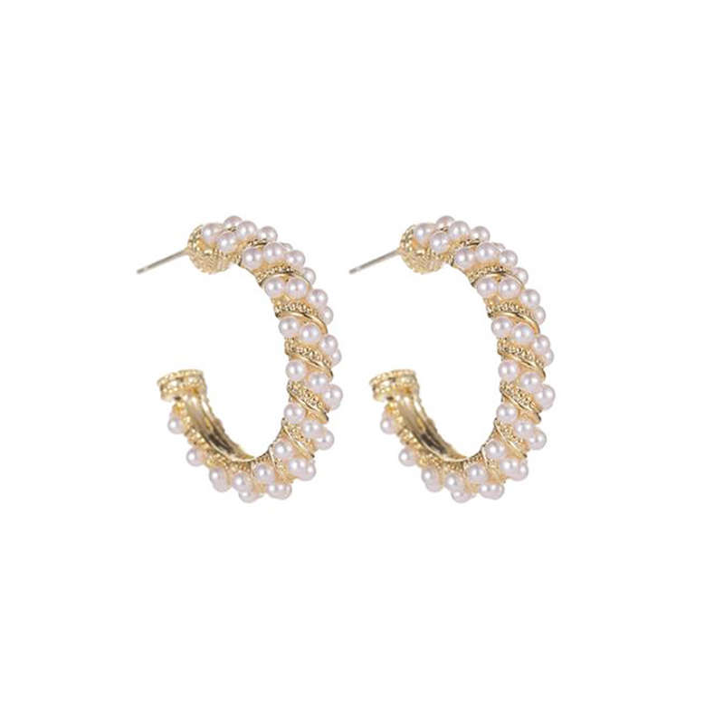 Shell Pearl Hoop Earrings For Women