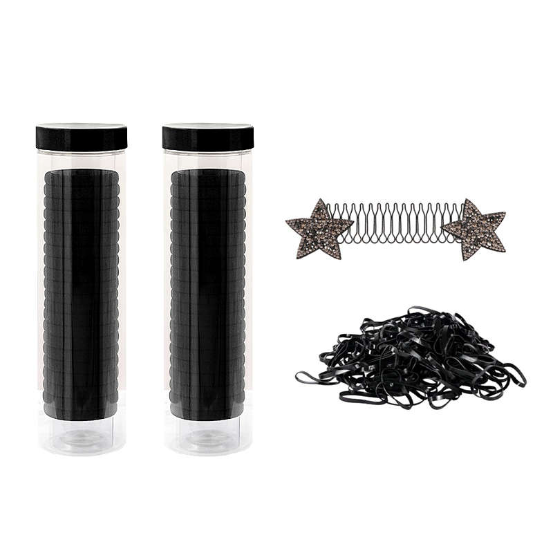 Bigfive Seamless Microfiber Elastics Hair Ties With Hair Stretchable Clip - Black