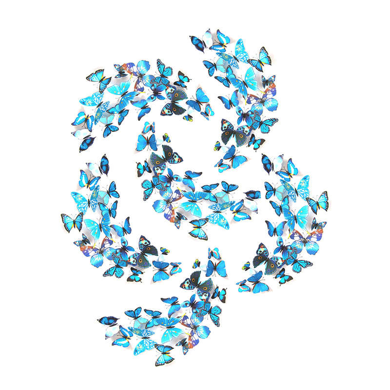 72pcs 3D Butterflies Wall Decorations - Blue