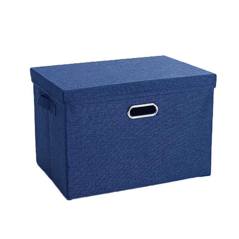 DHAO-Foldable Linen Fabric Clothing Storage Box Collapsible Organizer Blue - Blue XL