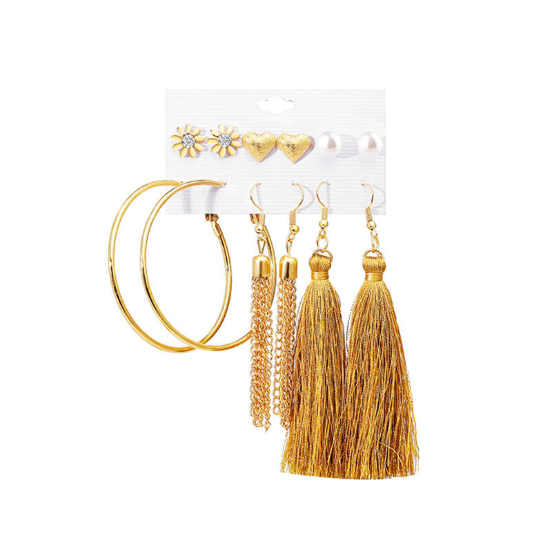 Stud Earring Bohemian Tiered Tassel Drop Earrings Set