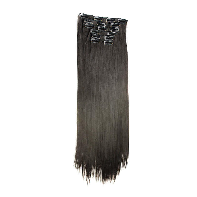 6 Piece 16 Clips 23inch Straight Wig Hair Extensions For Women - 2#