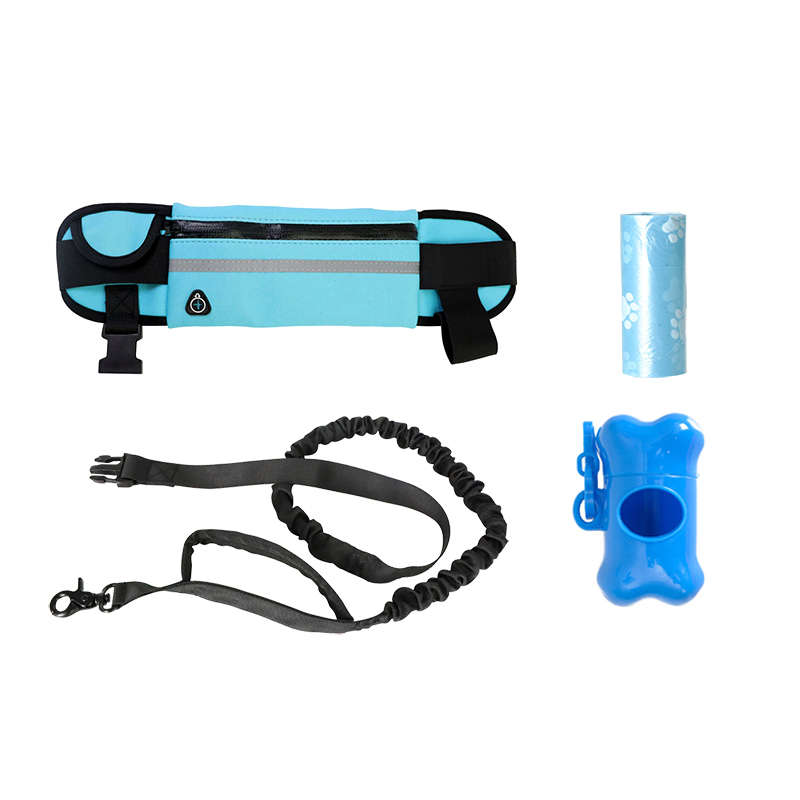 Hands-Free Waistbelt With Pet Poop Bag - Blue