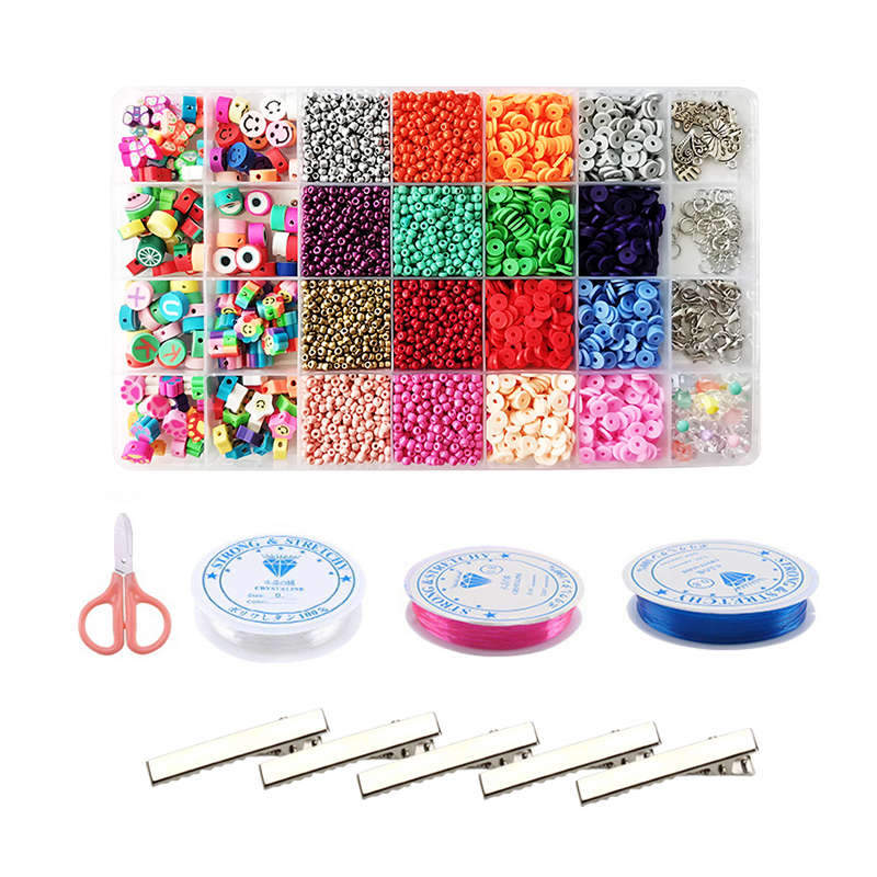 Jacaranda 28 Grids Clay Beads for Bracelet Making 25 Styles Charms No.1 - Red