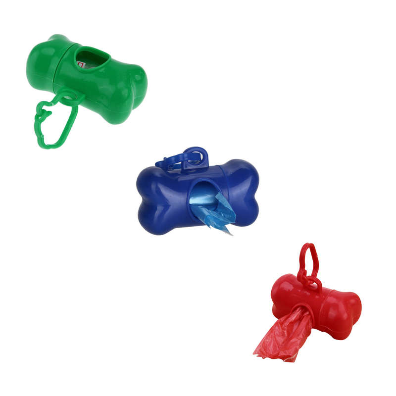 Dog Poop Poo Bags Holder Set for Pet Walking - with Blue, Red, and Green