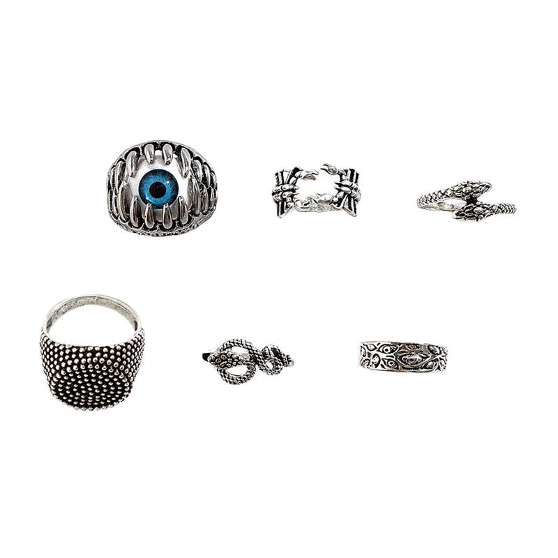 Men's Stainless-Steel Dragon Claw Evil Devil Skull Eyeball Rings