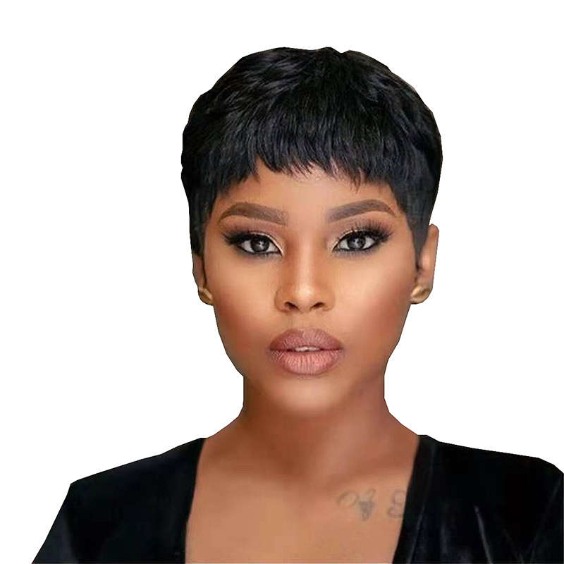 Short Pixie Wigs Pixie Cut Short Black Wavy Wigs