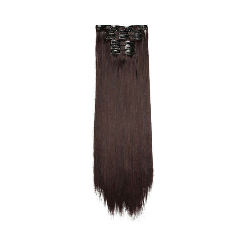24inch Synthetic Hair Pieces Straight Full Head Clip Hair Extensions - 6 Pieces