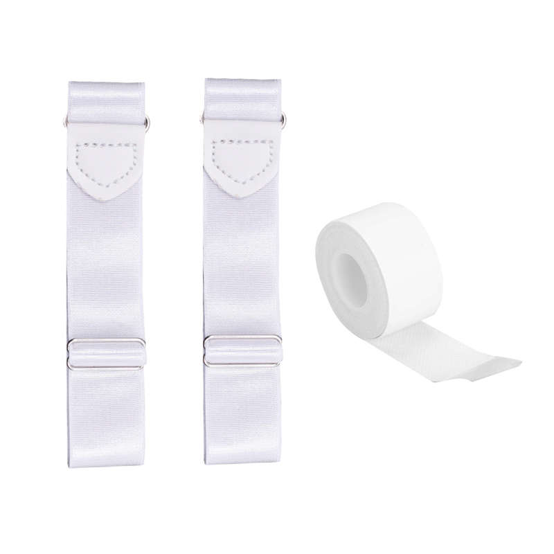 Sleeve Garters Elastic Armband With Collar Protectors - White