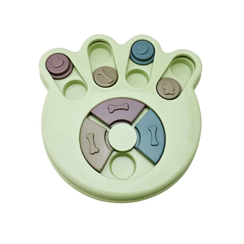 Dog Paw Puzzle Toys Slow Feeder Food Dispenser For Puppy - Green