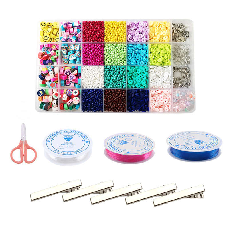 Jacaranda 28 Grids Clay Beads for Bracelet Making 25 Styles Charms No.1 - Yellow