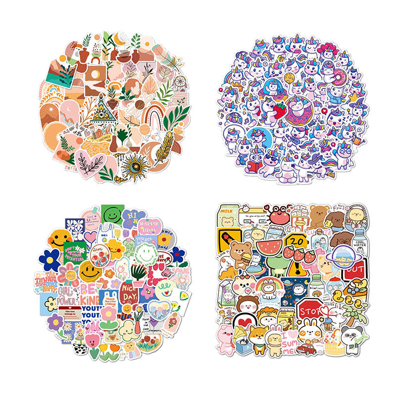 Jacaranda 200 Pieces Waterproof Stickers Cute Cartoon Theme Party Supplies - Girls