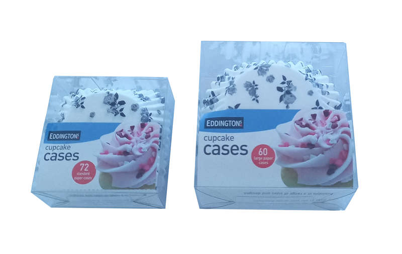 Eddingtons - Cupcake Case - 2 Sizes - 72 x M - 60 x L - White and Black Flower