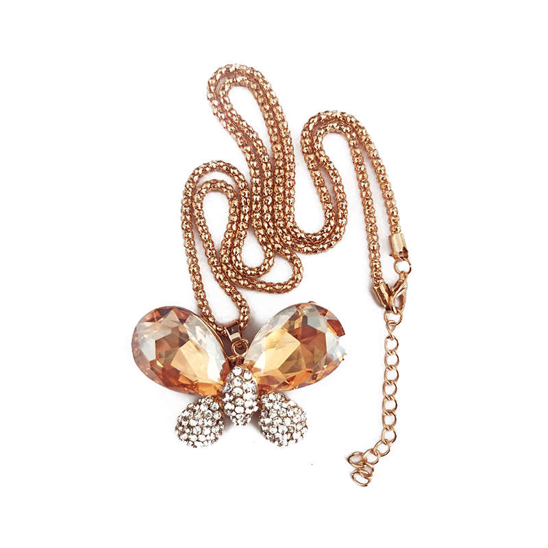 Butterfly Pendant Necklace For Women - Brown