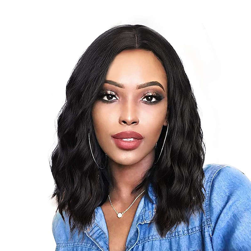 14" Women Girls Short Curly Wavy Bob Wig Rose Net With Wig Cap