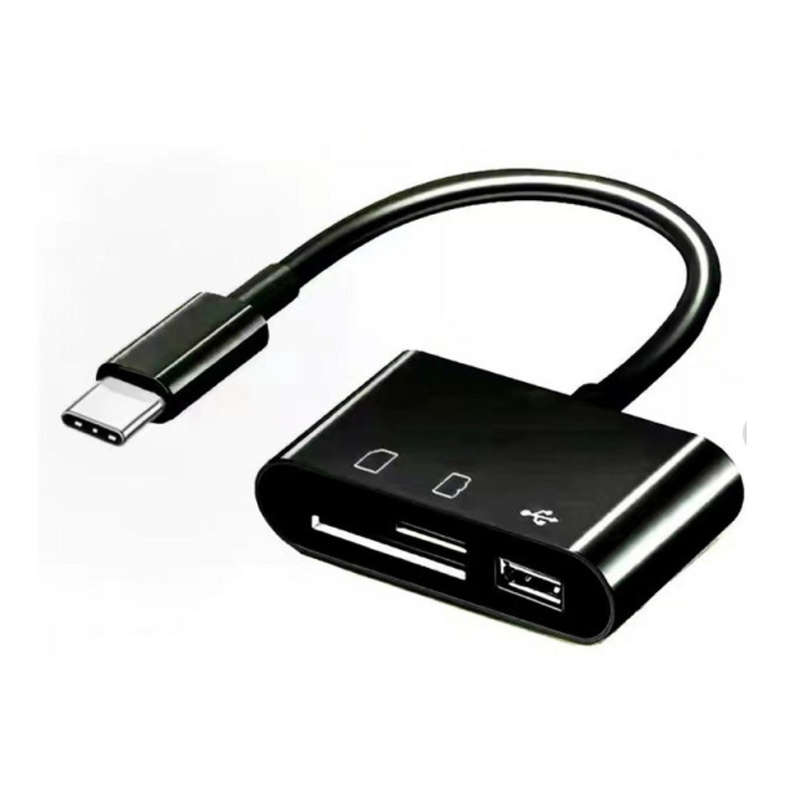 Type-C OTG 3-in-1 Card Reader  USB 2.0 SD/MicroSD/TF Card Adapter for Android, MacBook, Laptop...