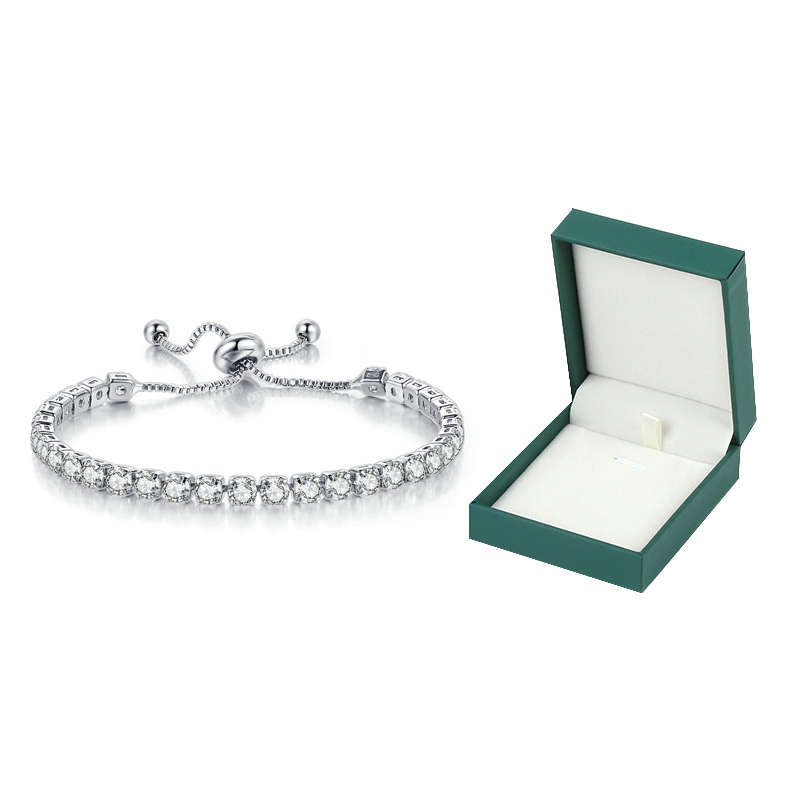 Jacaranda Adjustable Bolo Style Tennis Bracelets For Women - Silver