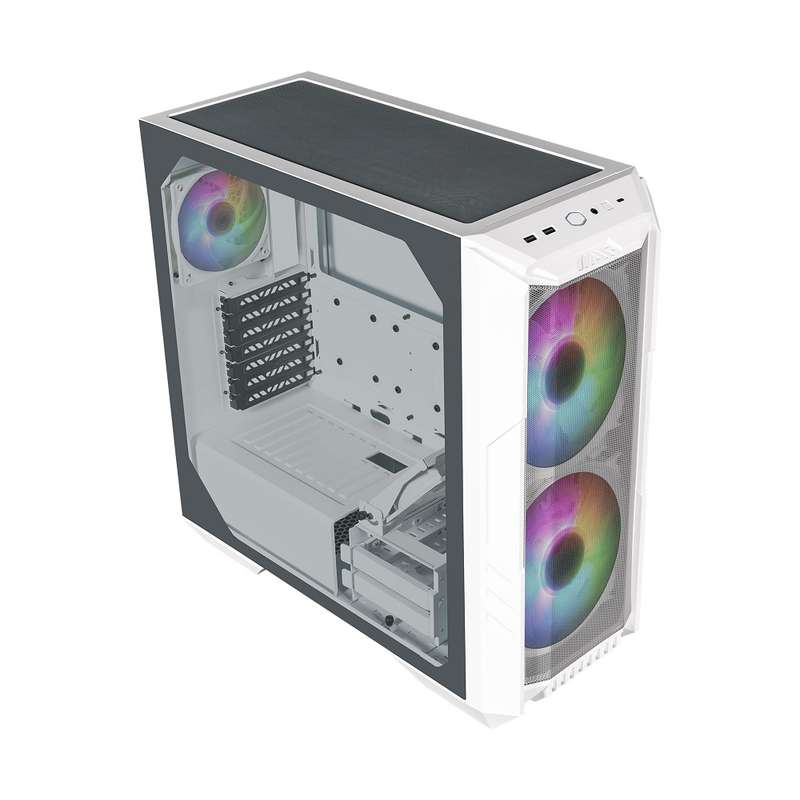 Cooler Master HAF 500 Mid-Tower Case TG & Dual 200mm ARGB Fans - White