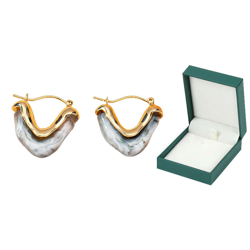 Minimalist Geometric Acrylic Resin V Shape Hoop Earrings
