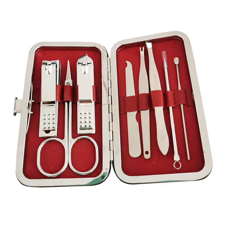 8 In 1 Professional Pedicure Set Nail Clipper Kit - Red