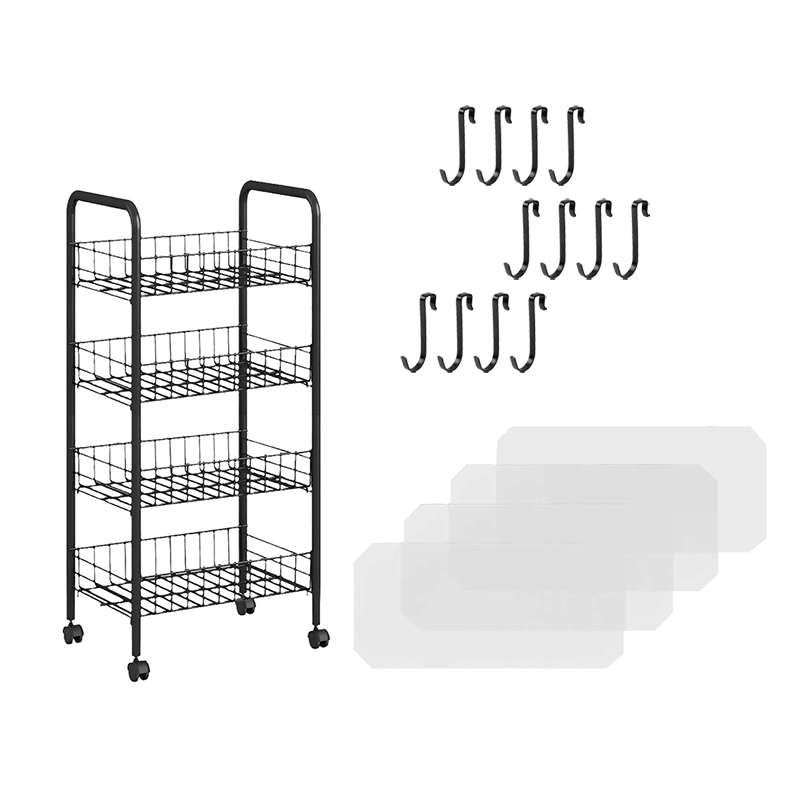 Kitchen Storage Cart With Wheels Kitchen Food Organizer - 4 Tier
