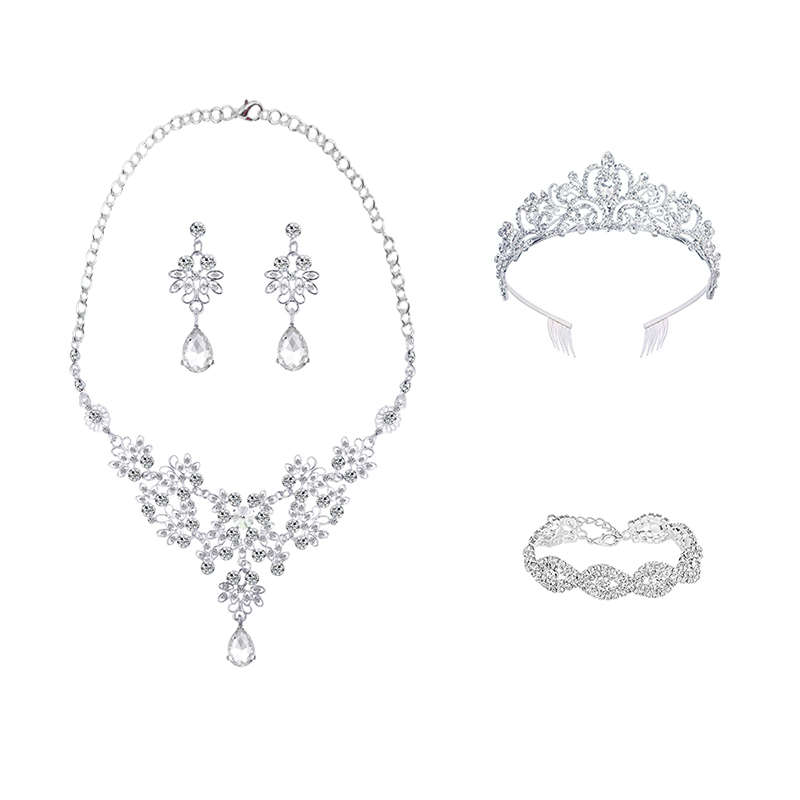 Jacaranda Rhinestone Crystal Bride Statement Jewelry Set For Women