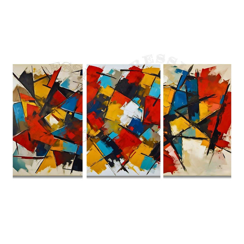 Abstract Color Block Trio - A3 Canvas UNFRAMED Prints (Set of 3)