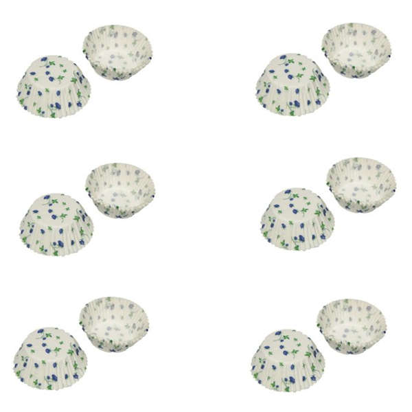 10 x 72 Pack Eddingtons Medium Baking Cupcake Muffin Cases White Blue Flowers
