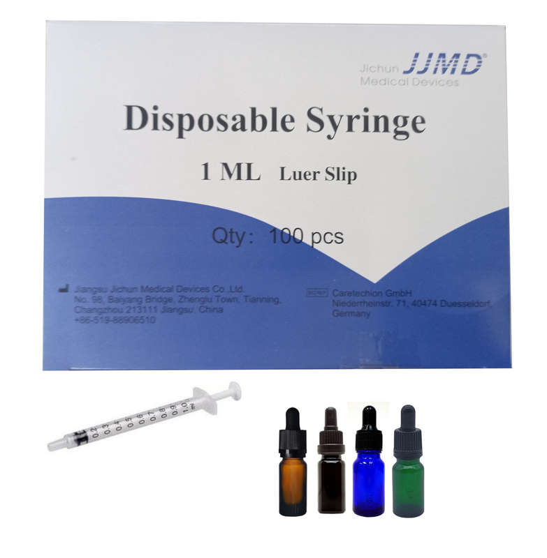 4 X 10ml Bottles For Medicine Aromatherapy Homeopathy W 1 Box 1ml Syringes