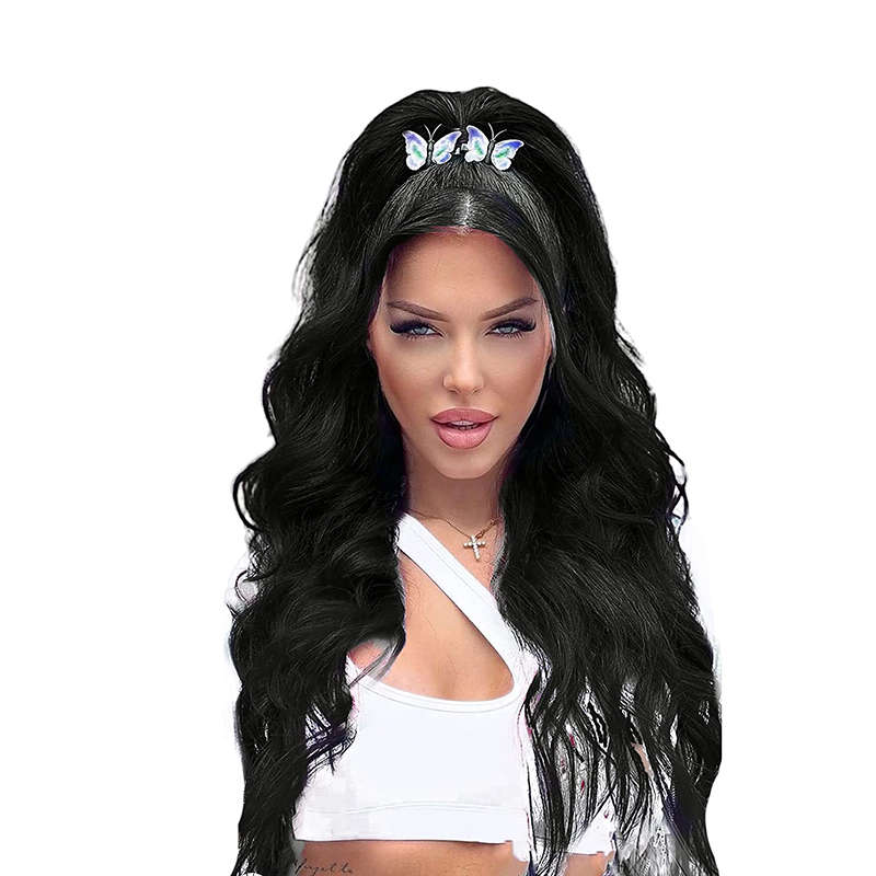 24inch Long Wavy Ponytail Extensions Synthetic Hairpiece - Black