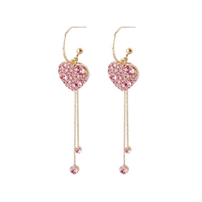 Cubic Zirconia Earrings Long chain Pink Earrings For Girls