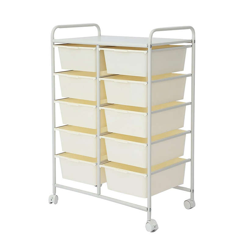 Drawer Cart With Metal Frame Rolling Storage Cart With 10 Drawers